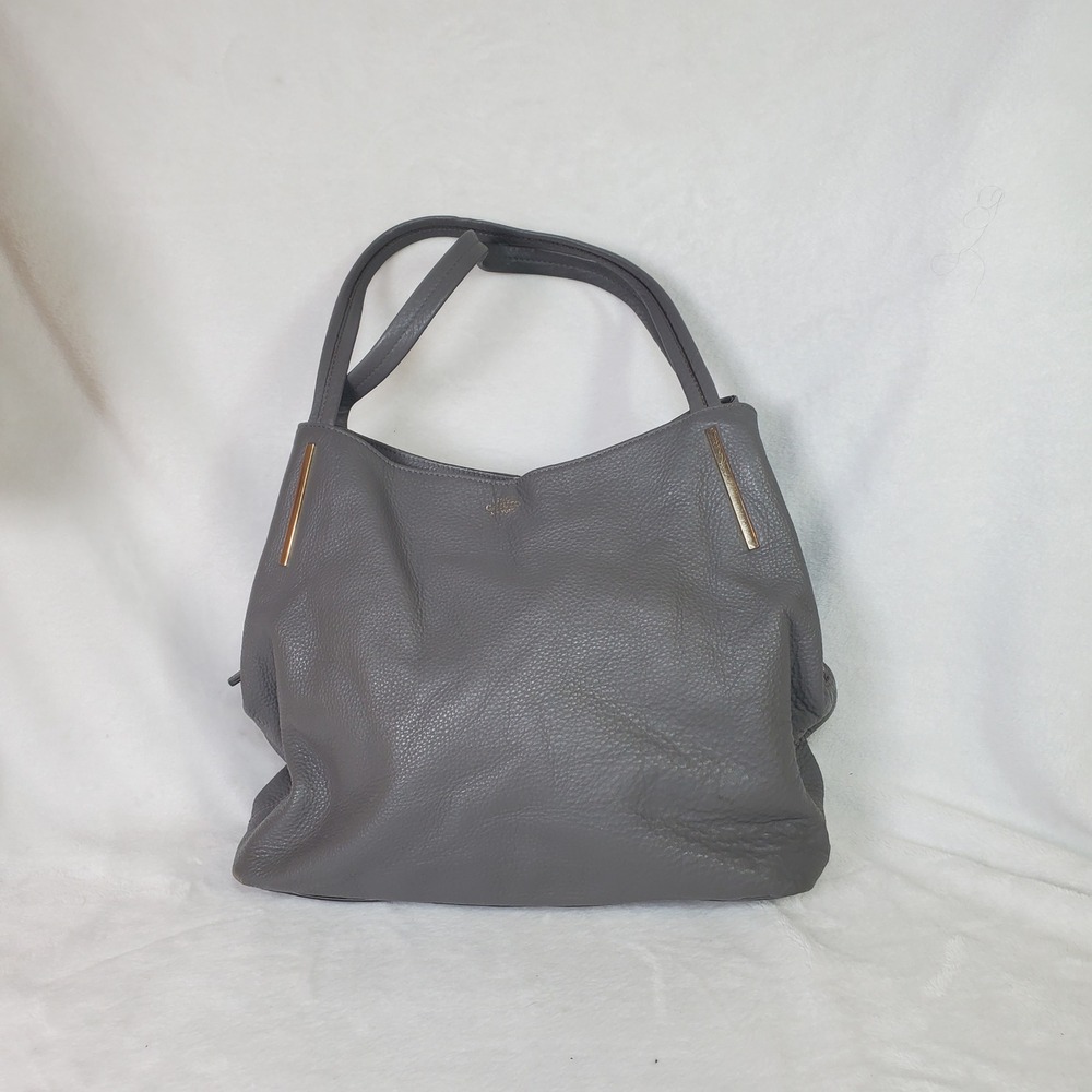 Vince Camuto Y2K Gray‎ Leather Purse Shoulder Bag Pebbled Classic Casual Retro